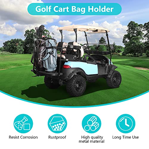 10L0L Universal Golf Bag Attachment Golf Bag Holder Bracket/Bar Rack For Golf Cart Rear Seat, Fit For Ezgo Txt Rxv/Club Car Ds Precedent Tempo Onward/Yamaha G2-G29 - Black #TOP3