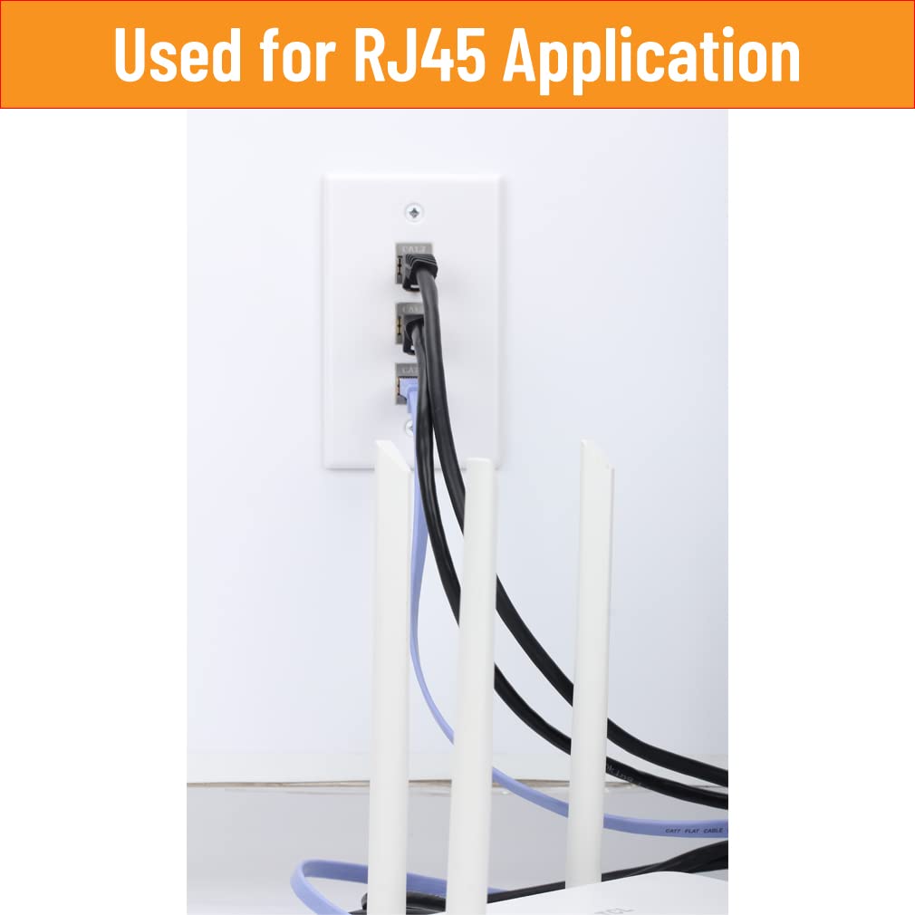 3-portowa płyta ścienna RJ45, 1 x przycisk Cat7 Keystone ze złączem żeńskim do żeńskim i uchwytem na płytę ścienną do systemu kablowego Ethernet (biała, 1 opakowanie)
