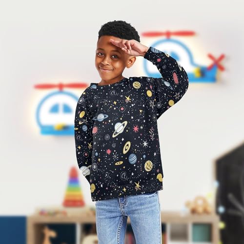 JUNZAN Space Stars Sky Cosmic Planet Little Girls Hoodie Sweatshirt Crewneck Hoodie for Boys Athletic 4T4