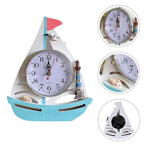 Artibetter 1Pc Sailboat Clock Alarm Clock Mediterranean Decor Clock For Home Office #TOP1