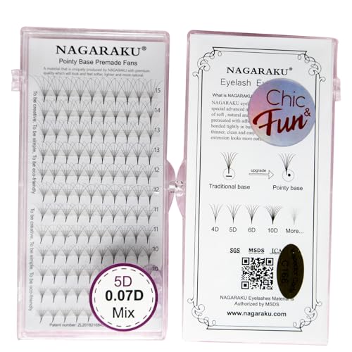 Cílios Nagaraku Pointy Base Premade Fans Mix 8-15mm (5d)