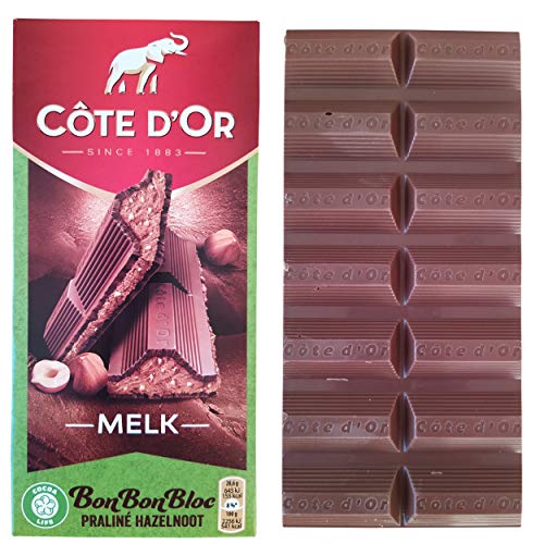 Cote d'Or Chocolate | Cote dOr Praline Milk Hazelnut Bar | Belgian Milk Chocolate with Praline and Hazelnut Filling | Belgian Praline | Total Weight 7.05 ounce