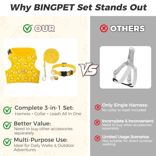BINGPET Cat Harness and Leash Set, Escape Proof and Adjustable, Large | Step-in Vest, Lightweight Soft Breathable Mesh, Hook & Loop, Easy Control for Medium & Large Cats Walking Travel - Image 4