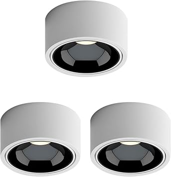 3 Pcs 7W Accent Spot Light, Modern LED Ceiling Downlight, Aluminum Cylinder Spot Light, 30 Adjustable Ceiling Light Fixture, 3 Color Dimmable Spotlights for Bookshelf Bedroom