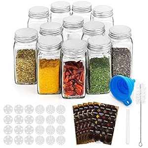 RUBY Kruidenpotjes Vierkant Glas Spice Jars Set Kruidenpotjes Kork 12 Stuks 120ml Kruidenpotjes Glas Vierkant Voor…