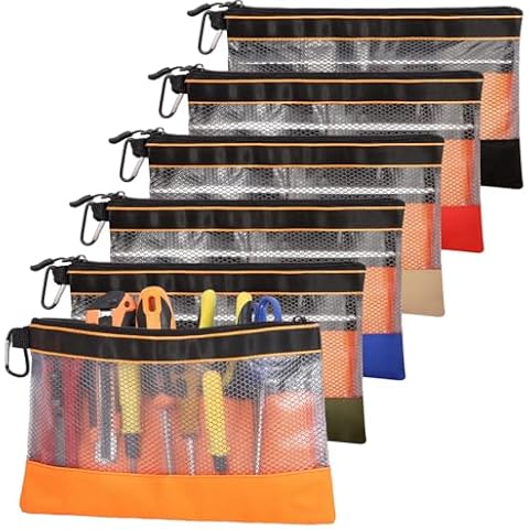BESARME 6 Pcs 11.8" Clear Tool Pouch Tool pouch Bags Zipper tool pouch with Heavy Duty Mesh Window Cover