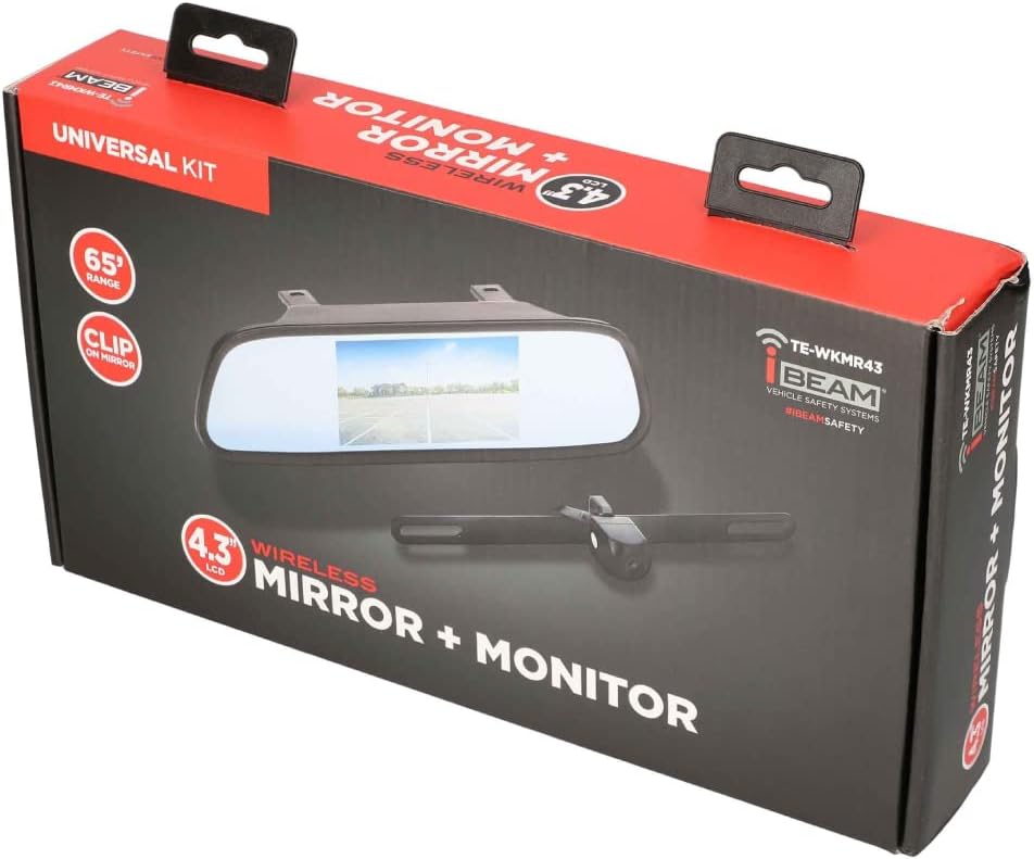 iBeam by Metra TE-WKMR43 Wireless Mirror Monitor Camera, 4.3 Inch Display, 65 ft Range