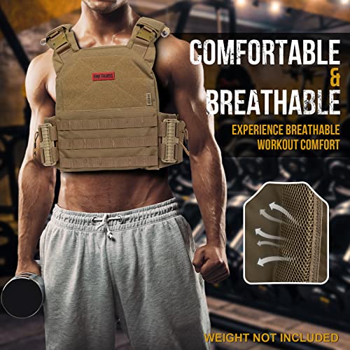 OneTigris Tactical Power Weight Vest, Adjustabel Breathable Weighted Vest with Quick Release Buckle and Side Pocket, Heavy Plate Carrier for Men Women for Workout, Fitness, Running(Plate Not Include - Image 4