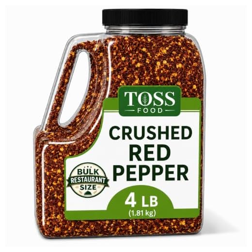 Toss Red Chili Pepper Flakes – 4 Pound Bulk Container– Crushed Red Chilli for Foodservice and Professional Use - Great on Pizza