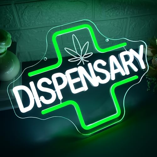 Image of Leaf Neon Sign for Wall Decor Dimmable Weed Dispensary LED Neon Light for Shop Green Leaf Lights for Man Cave Bar Pub Decor Birthday Party Store Bedroom Gifts for Smoker Men Size 13.8 * 10in(GLNP317)