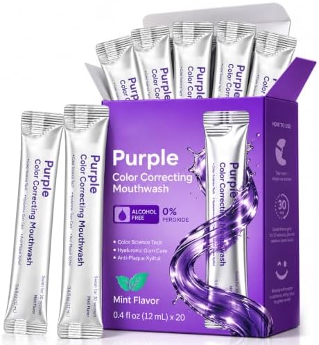 Purple Mouthwash for Teeth Sachets 12mL (20 Pack) – Whitening & Fresh Breath, Mint, Travel Size — 사진 4