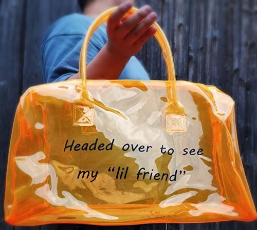 Candy Color Jelly Overnight Travel Bag With Words Clear Rainbow Weekend Tote See Through Pvc Duffel For Gym Sports School Beach (Orange-Mylilfriend) #TOP3