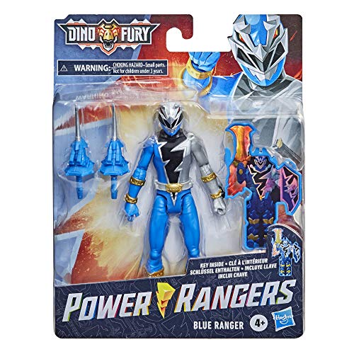 Power Rangers Dino Fury Blue Ranger 6-Inch Action Figure Toy Inspired By Tv Show With Dino Fury Key And Weapon Accessories For Ages 4 And Up #TOP1