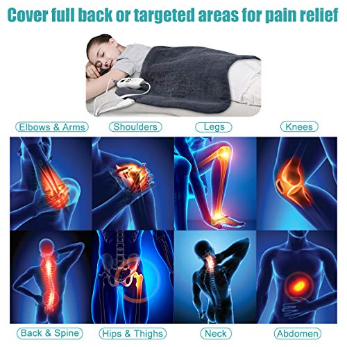 Tech Love XXL Electric Heating Pad for Neck Shoulder and Back Pain Relief with Fixation Strap Moist Heat Pad with Auto Shut Off Extra Large 20'' x 28'' - Charcoal Gray - Thumbnail 7