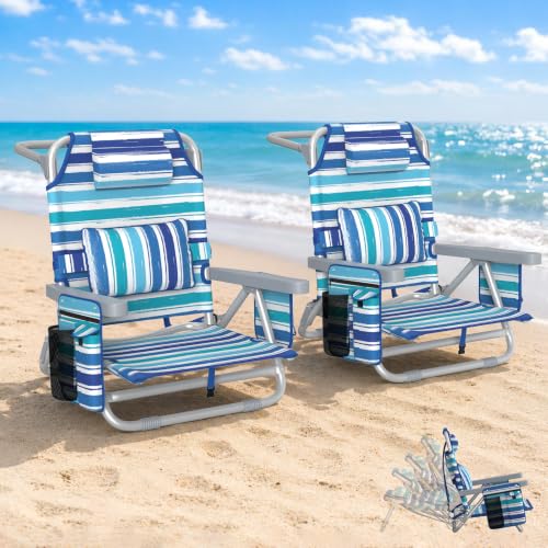 HOPERAN 5-Position Backpack Beach Chair for Adults with Lumbar Support
