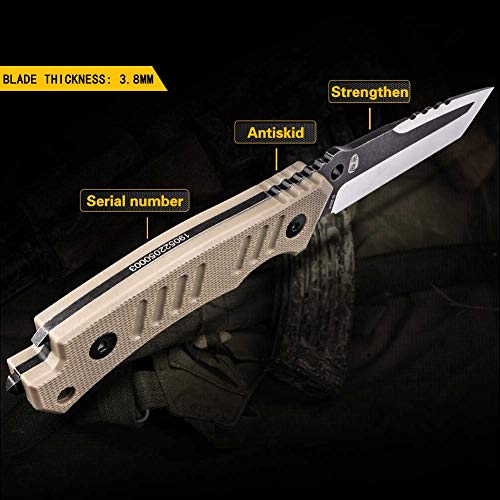 Hx Outdoors - Fixed Blade Tactical Knives With Sheath,Tanto Blade Outdoor Survival Knife With Ergonomic Handles (D-200T) #TOP1