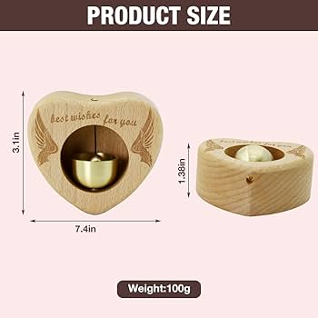 HASTHIP® Wooden Door Chime with Brass Bell - Heart-Shaped Beech