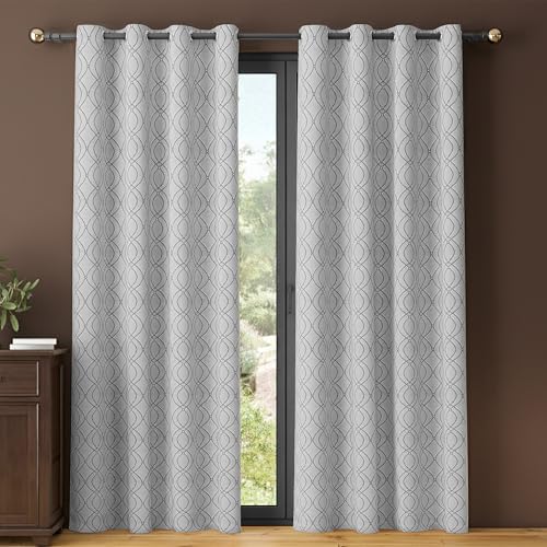 Image of Yellow Weaves 1 Pc Jacquard Oval Eyelet Long Door Curtain - Perfect for Home, Office, Bedroom, Living Room & Balcony - 7 Feet (Silver)