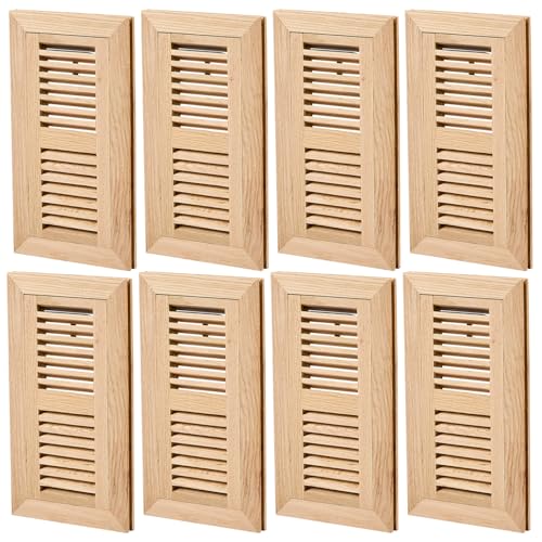 Homewell 8 Pcs Pack Red Oak Wood Floor Register, Flush Mount Vent, 4x10 Inch, No Damper, Unfinished