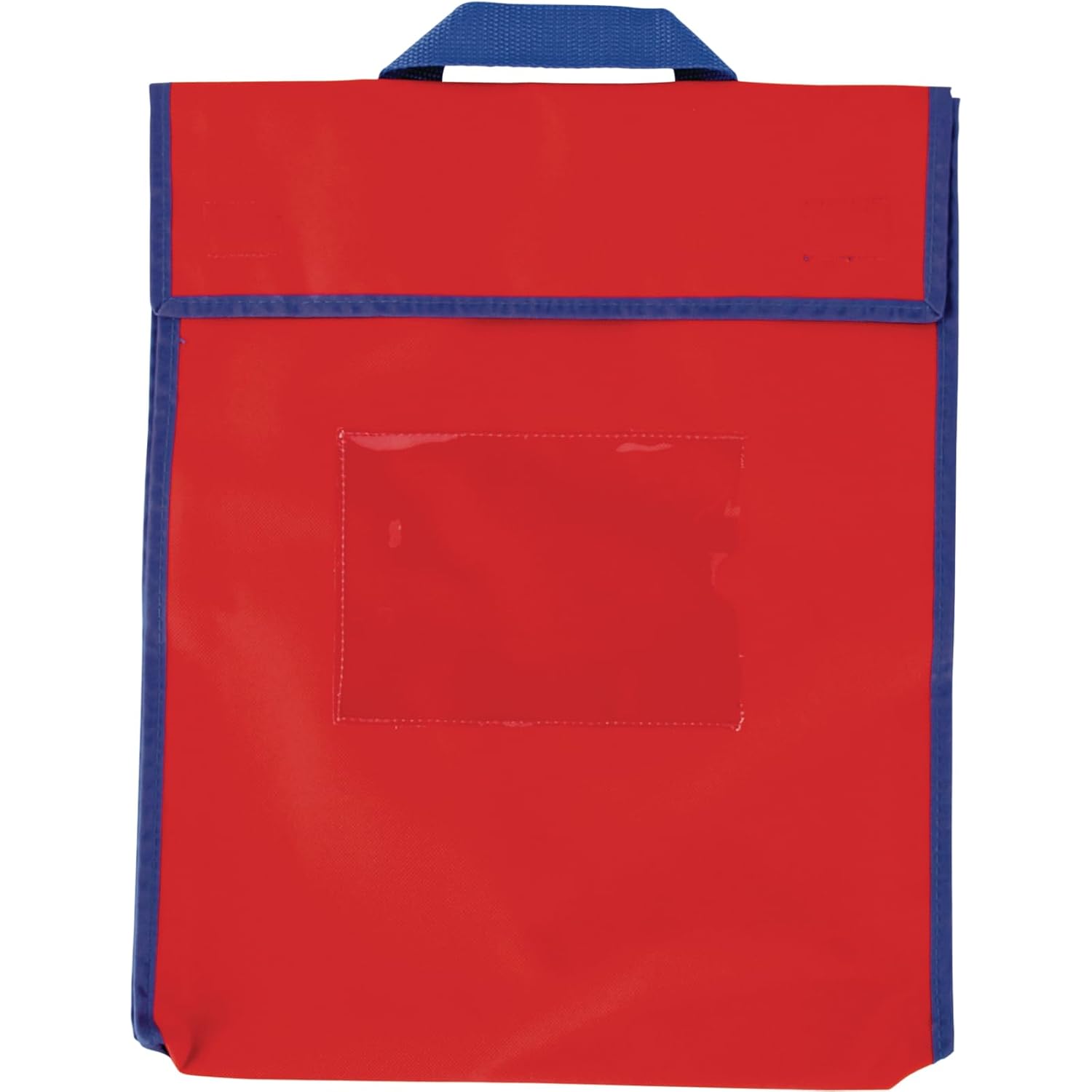 Really Good Stuff-666029 Store More Large Book Pouches – Send Home Books and Homework in Durable Fabric Book Bag – Stitched-On Handle, Clear Name Tag Pocket, Primary Colors, 12”x1”x15” (Set of 4)