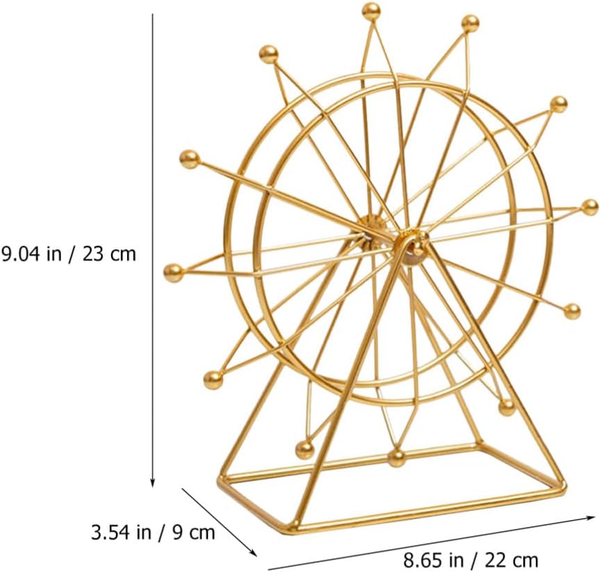 SEWACC Golden Iron Ferris Wheel Ornament Stylish Home Decor for Living Room Desk Entryway 9.06 X 8.66 X 3.54 Inch
