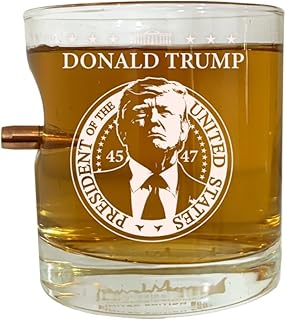 Donald Trump .308 Bullet Whiskey Glass (Individually Numbered) | Made in America | Laser Engraved | Perfect Political Gift for Patriotic Americans