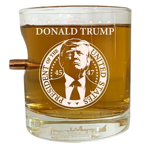Proud Patriots - Donald Trump .308 Bullet Whiskey Glass (Individually Numbered) - Made in America - Laser Engraved - Perfect Political Gift for Patriotic Americans