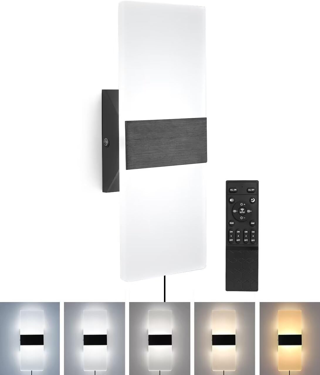 Battery Operated Wall Sconce With Remote Control, LED Wireless Wall Lights With Removable...