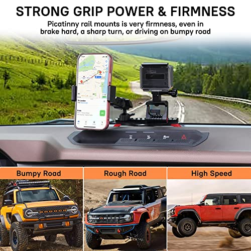 JHD-TOGO-Dash-Phone-Holder-and-Camera-Mount-Holder-with-Picatinny-Rail-for-2021-2022-Ford-Bronco-Phone-Holder-and-Locking-Action-Camera-Mount-Interior-Accessories-360-Adjustable