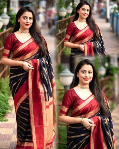 Image of Yashika Women's Woven Printed Kanjivaram Banarasi Art Silk Saree Saree with Unstitched Blouse Material - Suitable for All Indian Weddings and Festivals