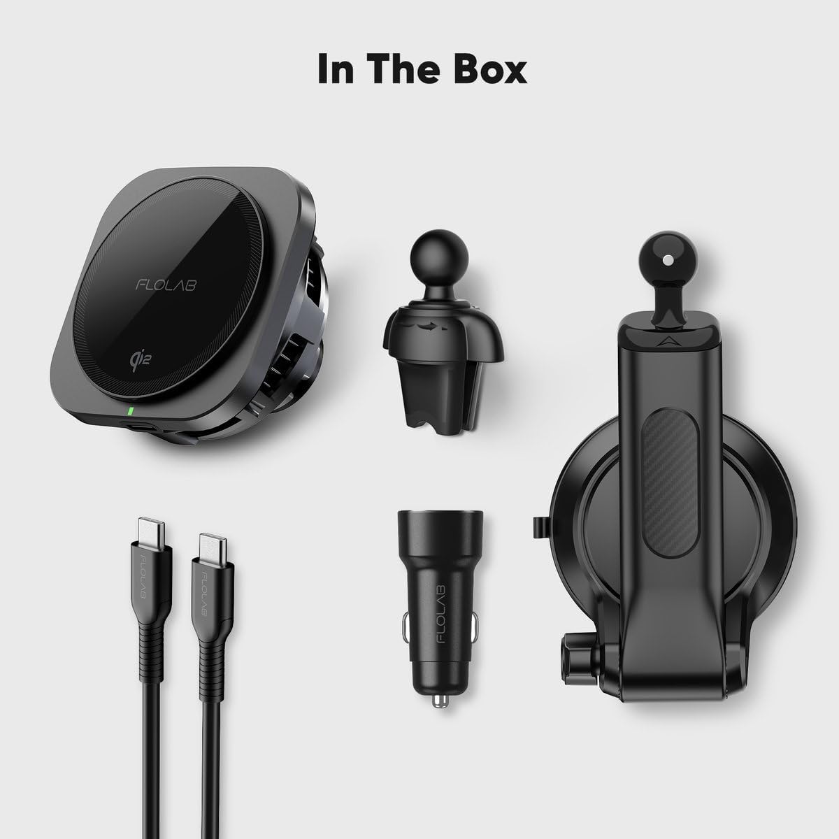 FLOLAB Qi2 15W Wireless Car Charger for iPhone 16/15/14/13/12, Magnetic Vent/Foldable Dashboard/Windshell Mount Car Phone Holder, Fast Charging with Cooling