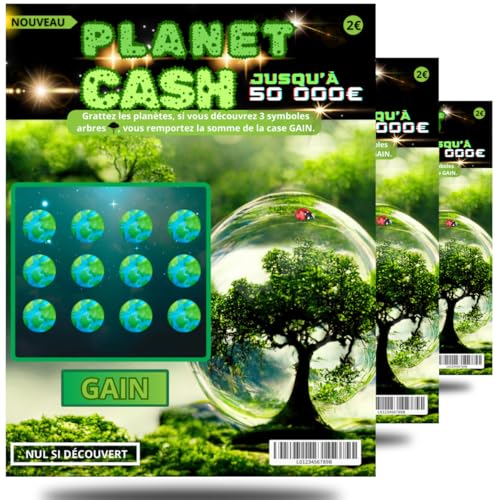 NOZHAM X3 gefälschte Spielkarten zum Rubbeln von Planet Cash – Gag mit FIKTIVem Gewinn 10.000 € – Witz Überraschung Geschenkidee – Geburtstag, Abend, Junggesellenabschied