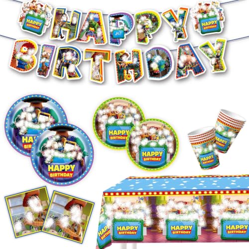 52 Pièces Décoration Anniversaires,Déco Anniversaire Garçons Filles | Vaisselle de Fête Décoration d'anniversaire Enfant,Bannie,Assiettes,Serviettes,Nappe