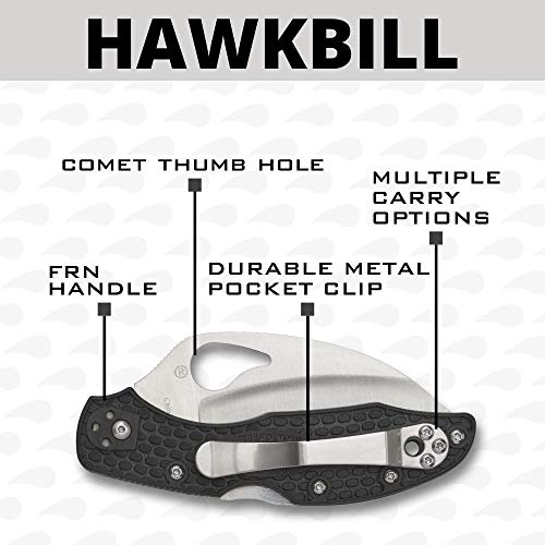 Byrd Lightweight Knife - Black Frn Handle With Spyderedge, Hollow Grind, 8Cr13Mov Steel Hawkbill Blade - By22Sbk #TOP3