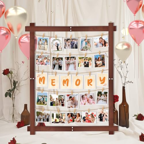 X-Kingsun 1 Pack 32x24Inch Photo Display Board for Wedding 2026 Graduation Decor Collage Wooden Picture Frames with Clips Rustic Wall Frames for Graduation Party Hanging Photos Postcards Greeting Cards by X-Kingsun - Image 7