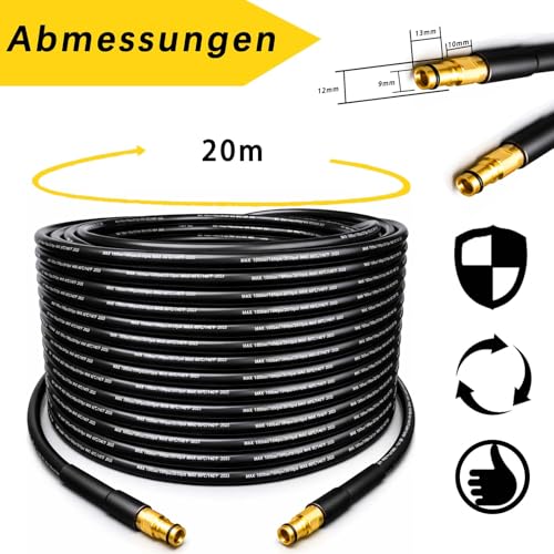 20M Hochdruckschlauch für Kärcher K2 K3 K4 K5 K6 K7, Hochdruckreiniger Schlauch Zubehör mit Click Quick Connect Stecksystem,Hochdruck Verlängerungsschlauch Ersatzteile für Kärcher Hochdruckreiniger