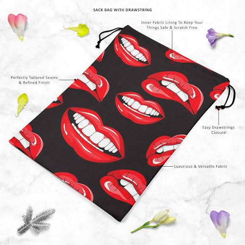 Image of ArtzFolio Lips D1 | Reusable Sack Bag | Bag for Gym, Storage, Vegetable & Travel