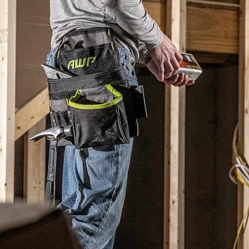 AWP TrapJaw Carpenter Tool Pouch | Tiered 9 Pocket Design with Steel Hammer Loop | Black - Thumbnail 7