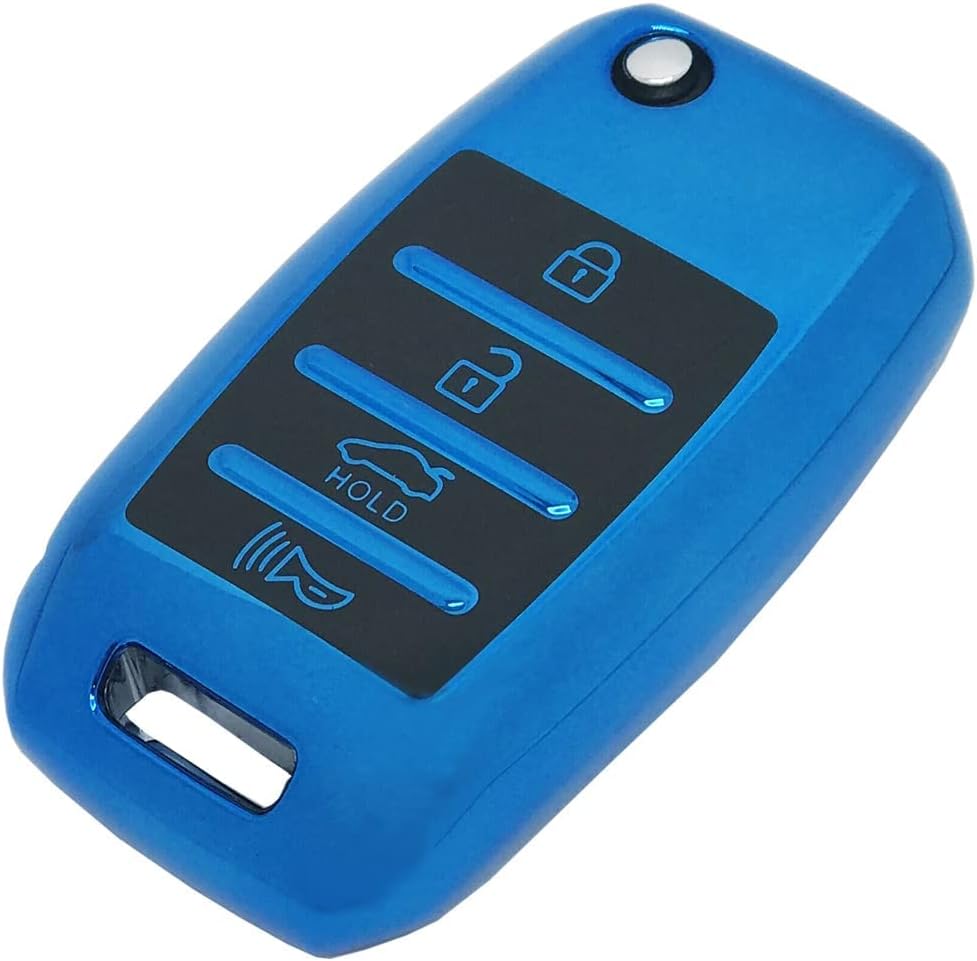 Horande Soft TPU Protector Key Fob Cover Case fit for Kia Optima Sorento Sportage Rio Soul Forte Carens Picanto Keyless Entry Key Fob (Blue)