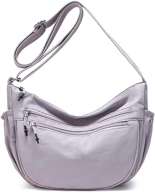 Trendy Small Crescent Bag Nylon Crossbody Bags for Women Lightweight Hobo Luna Bag Multi-Pocket Shoulder Crossbody Purses