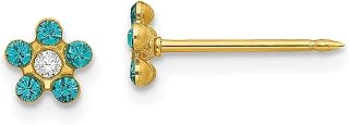 Ouro amarelo 14 k dezembro cristal azul pedra do mês de nascimento flor brincos ferramenta piercing de orelha suprimentos jardinagem joias finas para mulheres presentes para ela, Cristal