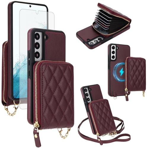 Étui Samsung Galaxy S22 5G protection écran verre trempé avec fentes cartes RFID