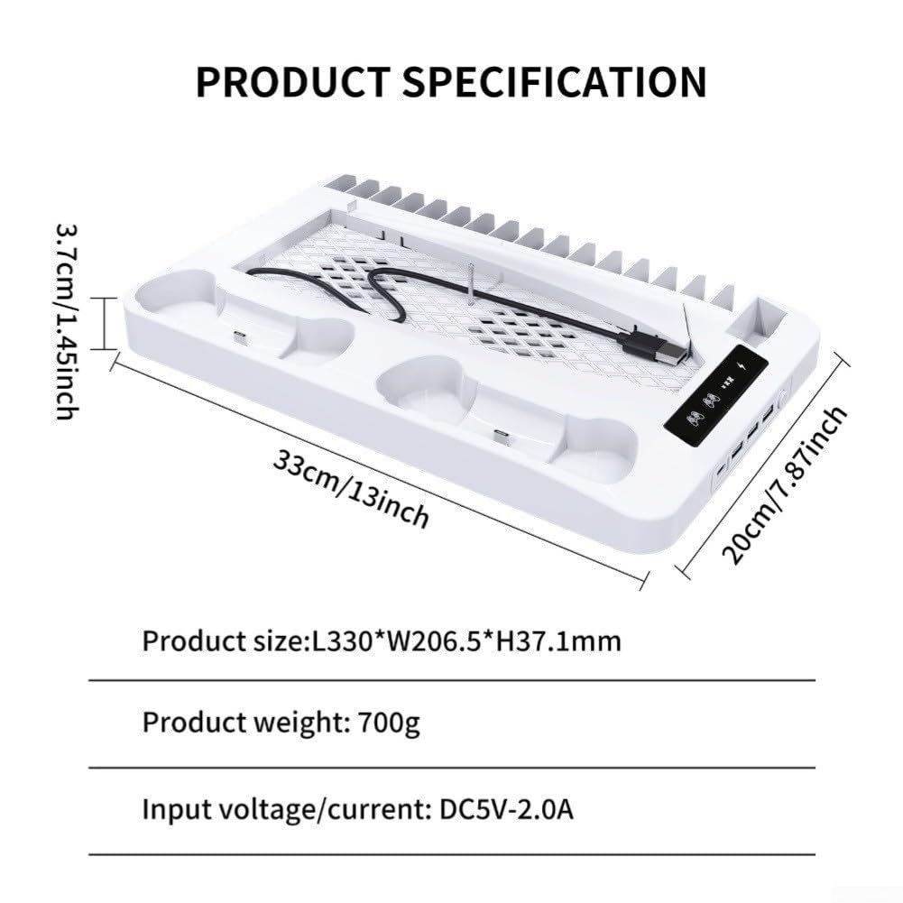per PS5 Pro Slim Base di raffreddamento con luce RGB per PS5 Pro Slim | Efficiente dissipazione del calore, previene il surriscaldamento, prolunga la vita della console, funzionamento silenzioso