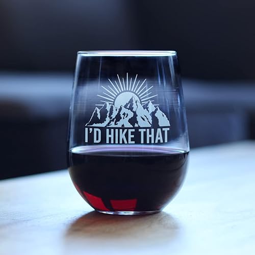 Miniatura 3 de Bevvee I'd Hike That - Copa de vino sin tallo, decoración temática de senderismo y regalos para los amantes de la montaña, vasos grandes de 17 onzas