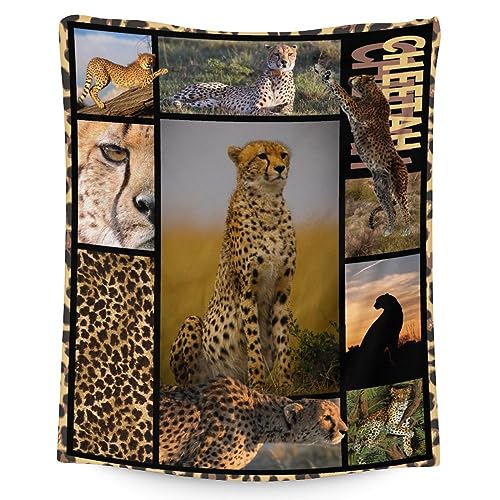 Cheetah Blanket Gifts, 40"X50" Cute Patterned Throw Blanket For Girls Boys, Warm Soft Lightweight Cozy Fuzzy Plush Flannel Blanket For Bed Couch Travel #TOP3