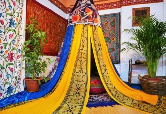 Miniatura 7 de Toldo de cama bohemio, dosel de sari  Cortinas de cama - Cama Montessori - Espacio de meditación  Dormitorio bohemio