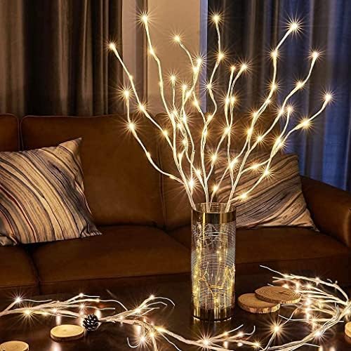 EAMBRITE Home Decorative Twig Lights Lighted White Twig Branches Pathway Stakes with 60 LED White Lights Waterproof Plug in for Outdoor and Indoor Decor (3PK, 76cm)