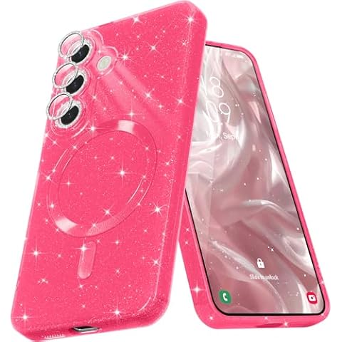 Micoden for Samsung Galaxy S25 Case Magnetic Phone Case Glitter Bling Sparkle Women Girl Shockproof Cover