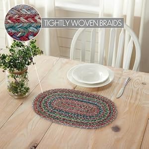 VHC Brands Multi Jute Oval Placemat 10×15