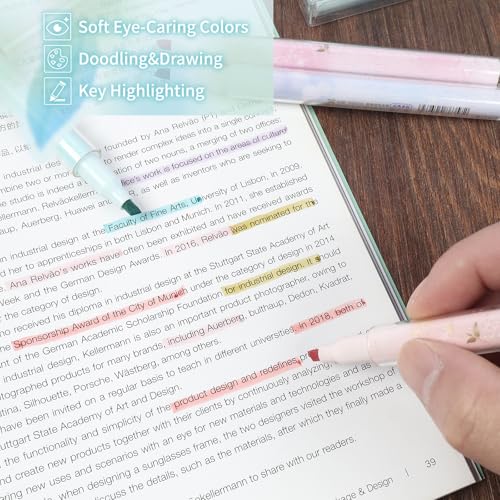Aesthetic Highlighters 6 Pack, Low Brightness Bible Highlighters for Eye Protection, Assorted Color Highlighters with Tea Aroma, Office Supply Chisel Tip Highlighters for Organizing and Coloring — view 6